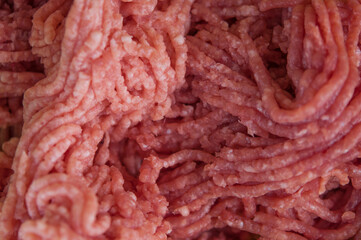 fresh raw minced beef, pork with copy space.