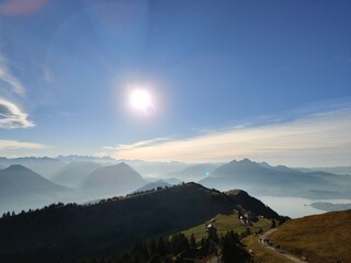 Vista panoramica dal sentiero sul monte Rigi, Svizzera