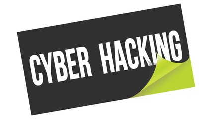 CYBER  HACKING text on black green sticker stamp.