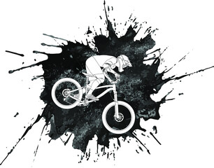 Silhouette of a cyclist on a mountain bike on an abstract background vector illustration