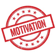 MOTIVATION text written on red vintage round stamp.