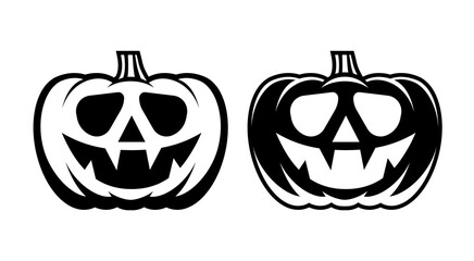 Halloween pumpkin with happy face. Flat style vector
