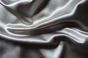 Crumpled simple glossy gray polyester satin fabric