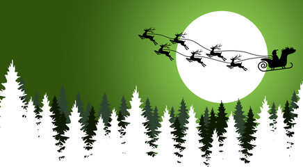 Santa Claus with reindeer fly high