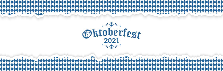 Oktoberfest 2021 background with ripped paper