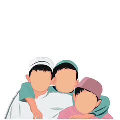 Vector illustration of togetherness of Muslim orphans.