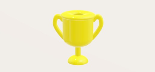 3D cartoon rophy cup, business concept. 3d success render illustration