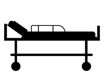 black silhouette medical bed vector, isolated