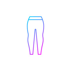 Leggings gradient linear vector icon. Female trendy sweatpants. Tight pants for ladies. Stylish sportswear. Thin line color symbols. Modern style pictogram. Vector isolated outline drawing