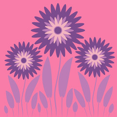 Abstract illustration on a square background - stylized flowers - graphics. Fabulous plant world. Surreal.