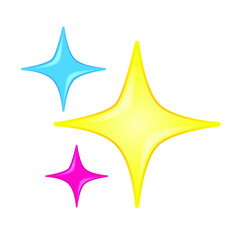 Obraz premium Color Sparkles Emoji Icon Shiny Stars. Flash Light Vector Symbol Emoticon Design Vector.