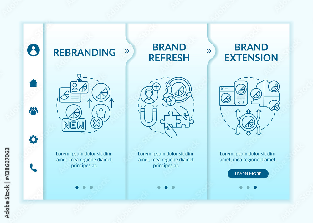 Poster brand identity change onboarding vector template. responsive mobile website with icons. web page wal