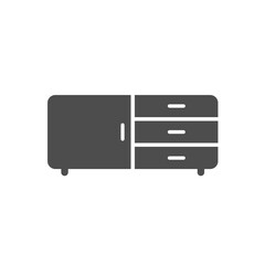 nightstand silhouette vector icon isolated on white. bedside table furniture icon for web, mobile apps, ui design and print