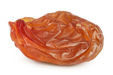 Brown raisin isolated on white background with clipping path and full depth of field