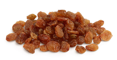 brown raisin isolated on white background with clipping path and full depth of field