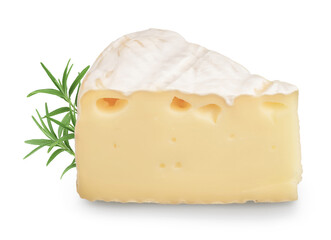 Camembert cheese isolated on white background with clipping path and full depth of field