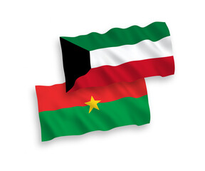 Flags of Burkina Faso and Kuwait on a white background