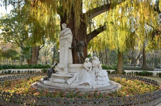 Monument to Becquer in park of Seville, Spain