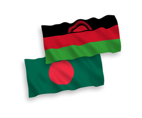 Flags of Malawi and Bangladesh on a white background