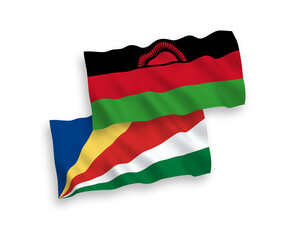 Flags of Malawi and Seychelles on a white background