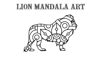 Obraz premium Adult coloring page for antistress with lion.