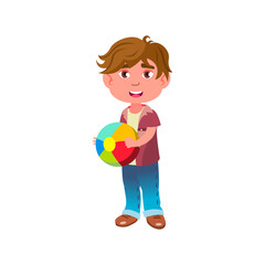 small boy play with ball on kids playground cartoon vector. small boy play with ball on kids playground character. isolated flat cartoon illustration