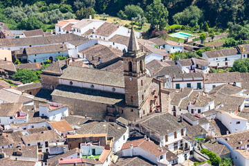 Obraz premium Church of San Marcos in Alajar, municipality in the Sierra de Aracena, province of Huelva, Andalusia. It gives its name to the highest mountain pass in the province of Huelva,