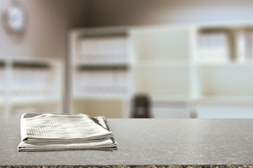 Desk of free space and ofice interior 