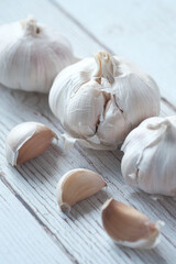 close up pf garlic on white background,