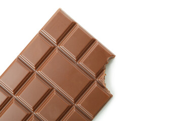 Tasty chocolate bar isolated on white background