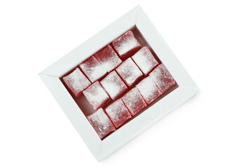 Delicious turkish delight isolated on white background