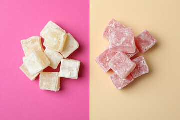 Delicious turkish delight on two tone background