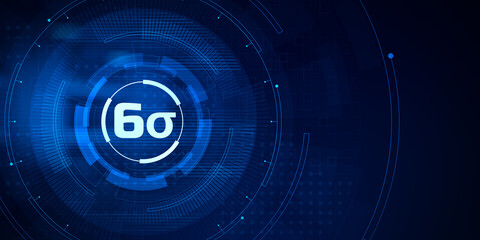 6 Sigma six. DMAIC Lean Manufacturing Technology concept.