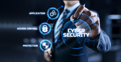 Cyber security access control data protection personal information privacy concept. Businessman...
