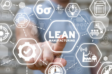Concept of lean manufacturing. Six sigma DMAIC industrial innovation technology and quality control...