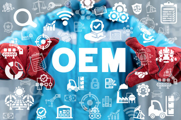 Industrial concept of OEM Original Equipment Manufacturer.
