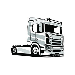 Black and white euro truck illustration vector_2