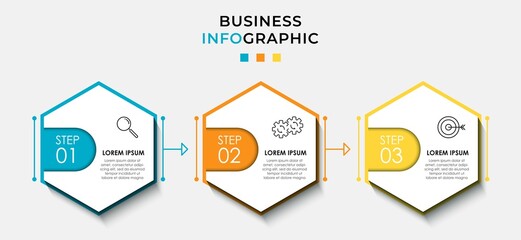 Vector Infographic design business template with icons and 3 options or steps. Can be used for process diagram, presentations, workflow layout, banner, flow chart, info graph