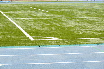 Obraz premium 炎天下のサッカーグランド