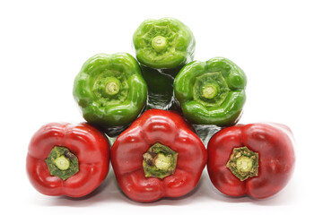 赤と緑のピーマン