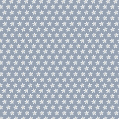Cute seamless background with blue and jasmine flowers. Simple pattern with stylized flowers in trending color. Floral pattern for fabric, paper