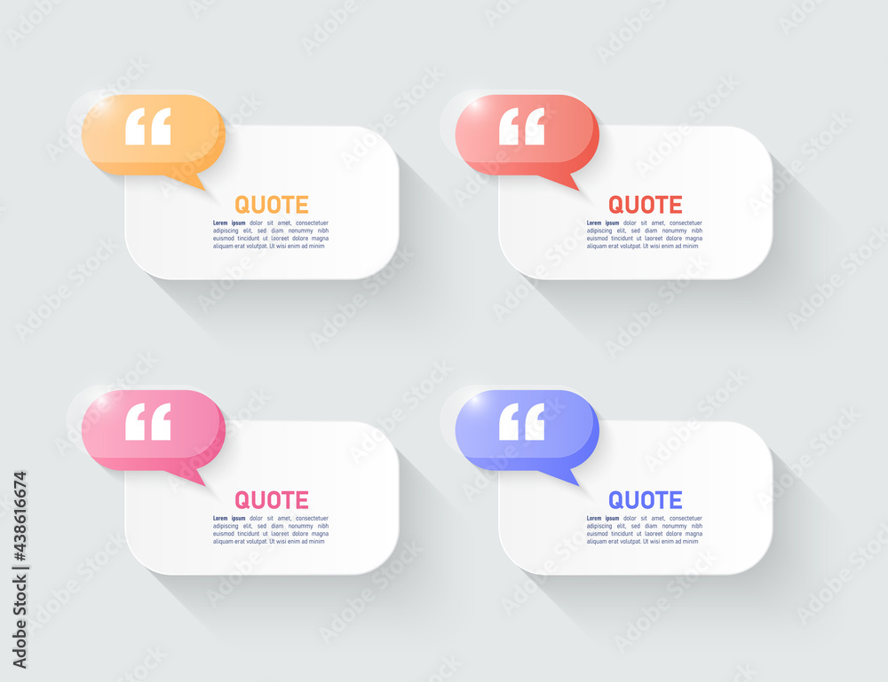 Poster modern quote frames template, minimal white speech bubbles with quotation marks.