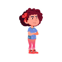 sad caucasian girl mad at parents cartoon vector. sad caucasian girl mad at parents character. isolated flat cartoon illustration
