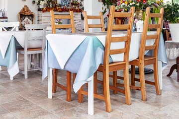 Empty dining table in an elegant restaurant
