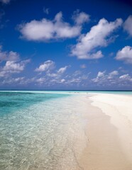 beach, sea, cloudy sky, sandy beach, water, summer, holiday, holiday motif, dream beach, clear, blue, turquoise, rest, relaxation, holiday paradise, holiday destination, deserted, sky, clouds, 