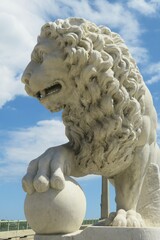 Lion sculpture in the Old Town of St Augustine city in Florida