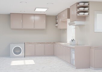 Modern kitchen interior colors scene 3D rendering home decoration wallpaper backgrounds