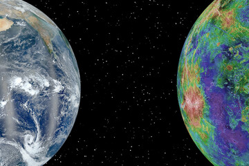 Extrasolar planet and earth globe. The elements of this image furnished by NASA.