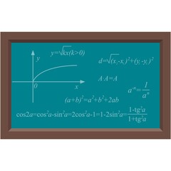 Blackboard with math algebra chalk formula vector