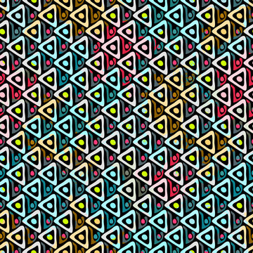 Bright abstract geometric seamless pattern in graffiti style. Quality vector illustration for your design